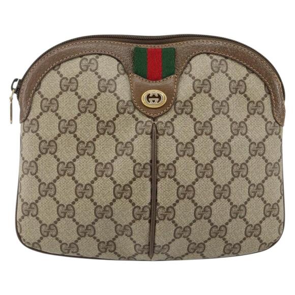 GUCCI GG Supreme Web Sherry Line Shoulder Bag PVC Beige 904 02 047 Auth hk2990 - Picture 13 of 16